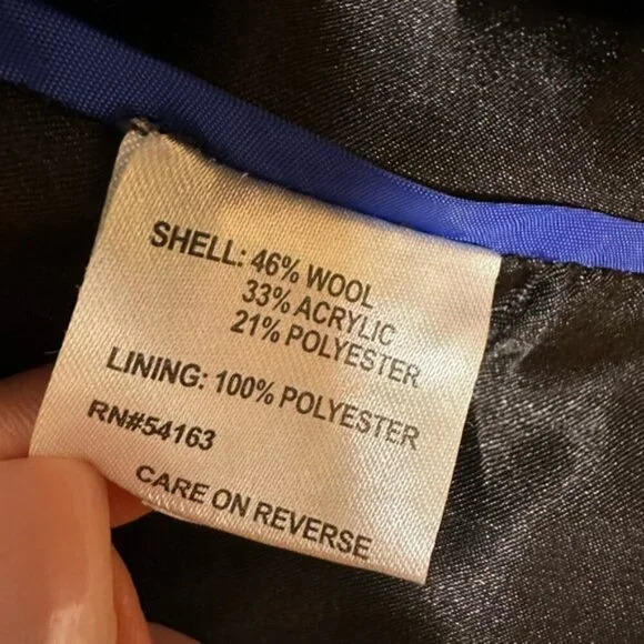 Calvin Klein Wool Knit Pea Coat Belt Warm Pockets Collar size 12p - Picture 11 of 12